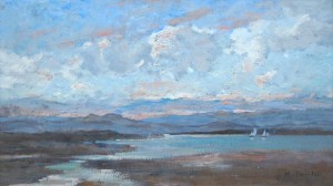William Thornley (1857 - 1935); Côte en Bretagne, huile sur carton, 25,8 cm x 44,5, signé en bas à droite, 1910