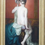 Marius ABEL (Marseille 1832 - Paris 1870) Jeune femme nue au miroir Huile sur toile, signée en haut à gauche et datée 1869. 110 x 62 cm